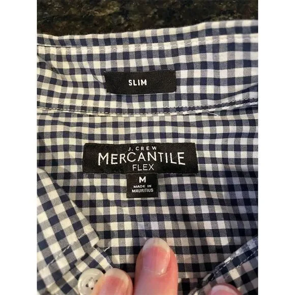 J.Crew Mercantile Men's M Blue Check Slim Fit Button-Up Shirt - Picture 5 of 6